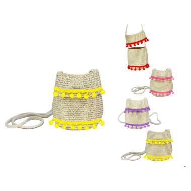 Borsa in carta con pom pom sm723