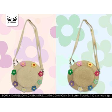 Borsa cappello in rafia intreccia sm605