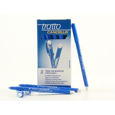 Fila Tratto Cancellik. 12 Penne a Sfera Cancellabile Blu 0.7mm. Scuola e Ufficio