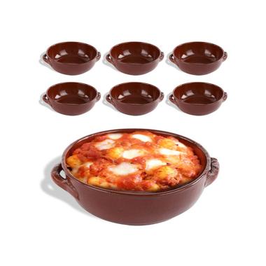 Set 6 Tegamini da Forno in Terracotta Ceramica D.12x5cm Artigianali