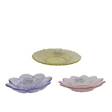 Piatto in vetro a fiore d.12cm 865430