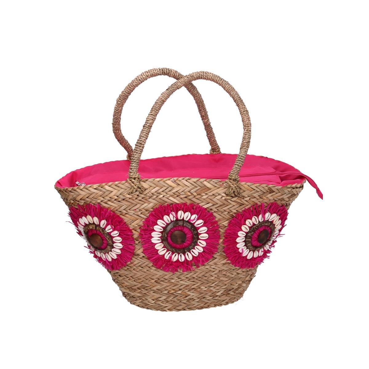 Borsa paglia fucsia 60x16x30 1014480000