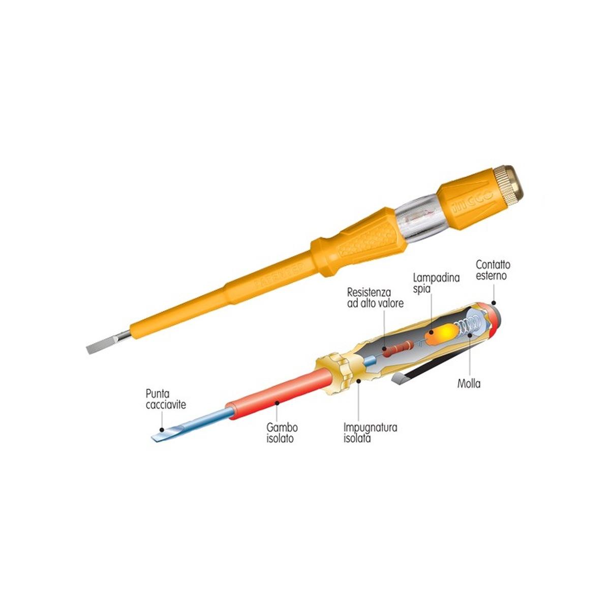 Ingco Cacciavite Cercafase 4x190mm Tester Elettrico Ispezione Tensione