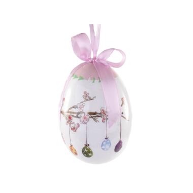 Uovo 15cm con fiocco rosa ds 28359a