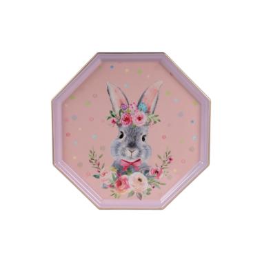 Sottopiatto 34x34 rosa c/conigli 140961