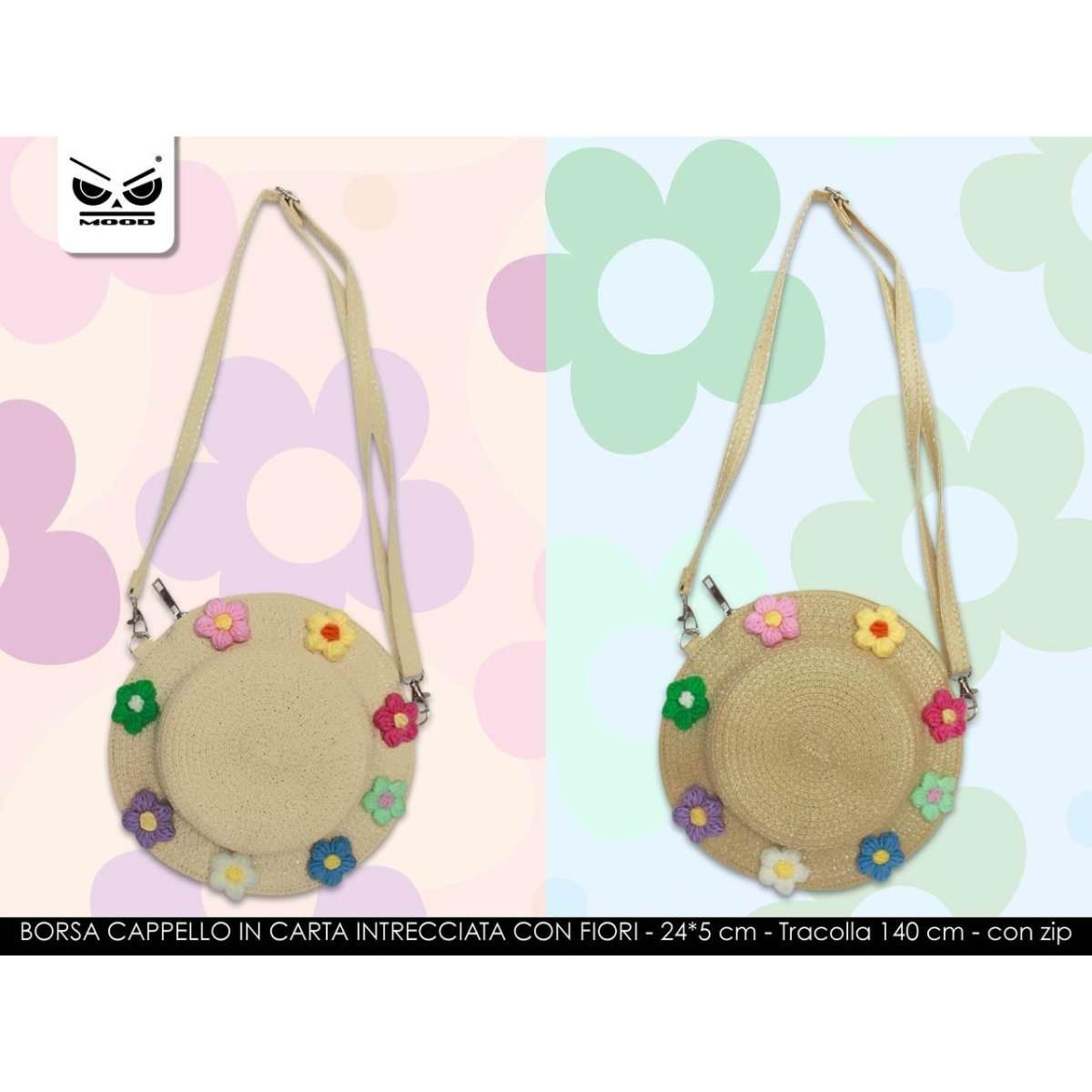 Borsa cappello in rafia intreccia sm605