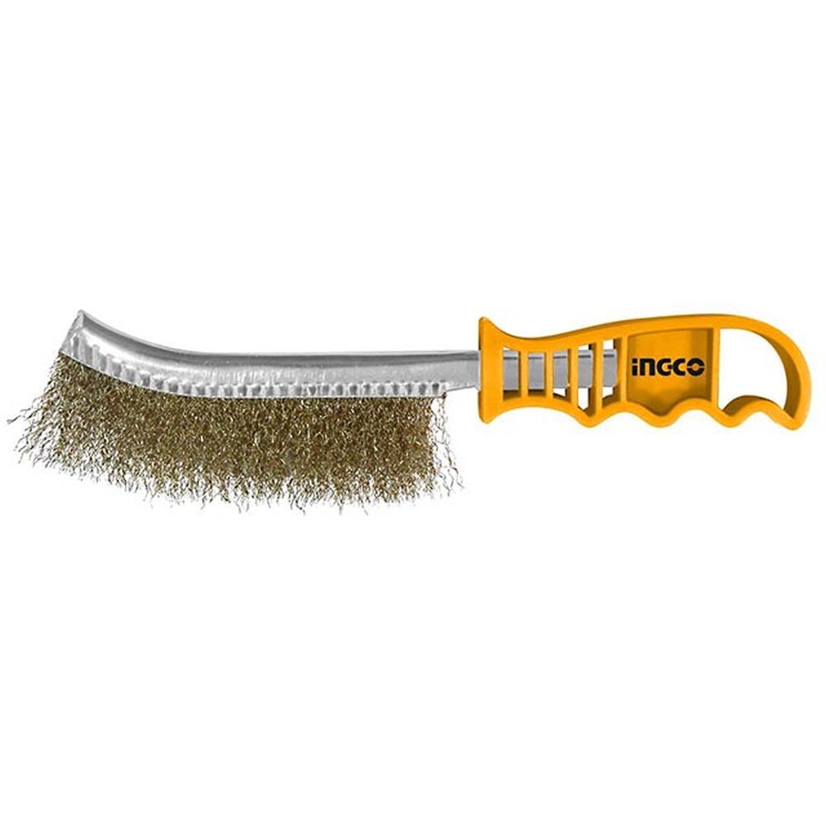 Ingco Spazzola Metallica 250mm Manico Plastica Filo Ottone Misure Standard
