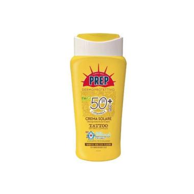 PREP SUN CREMA SOLARE TATTOO SPF50+ 200ML<br /><br /> Proteggi i tuoi tatuaggi dal sole con la Crema Solare Tattoo SPF50+ di Prep. La sua formula specifica protegge i colori del tatuaggio,