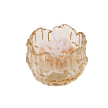 Candela fiore ambra in vetro 8x6 fs1/s