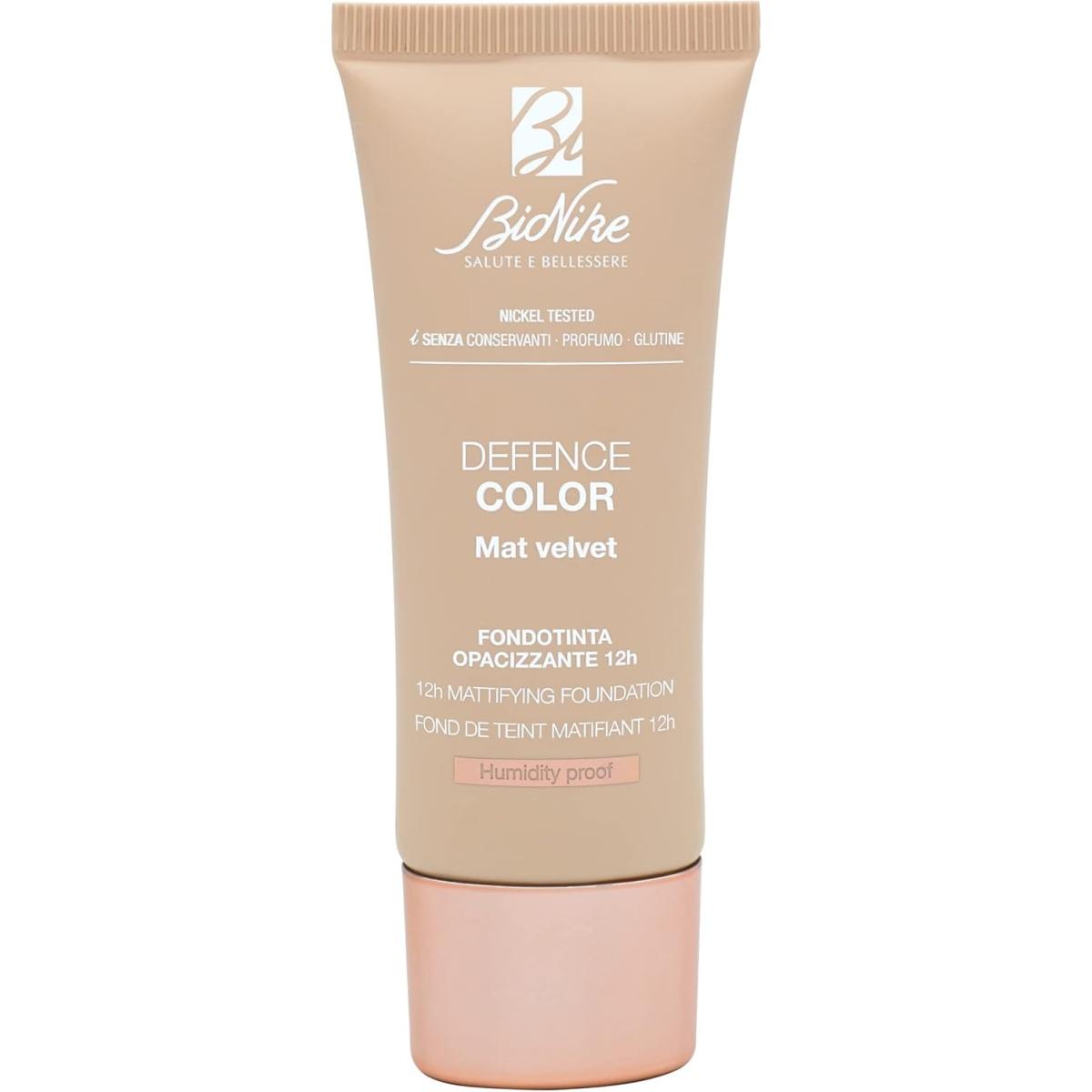 Bionike Defence Color Fondotinta Mat Velvet 404 Beige - Fondotinta Opacizzante Lunga Tenuta 12h