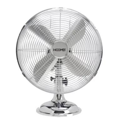 Ventilatore da Tavolo in Metallo Cromato 35W Rotazione Automatica 30CM HM-8260