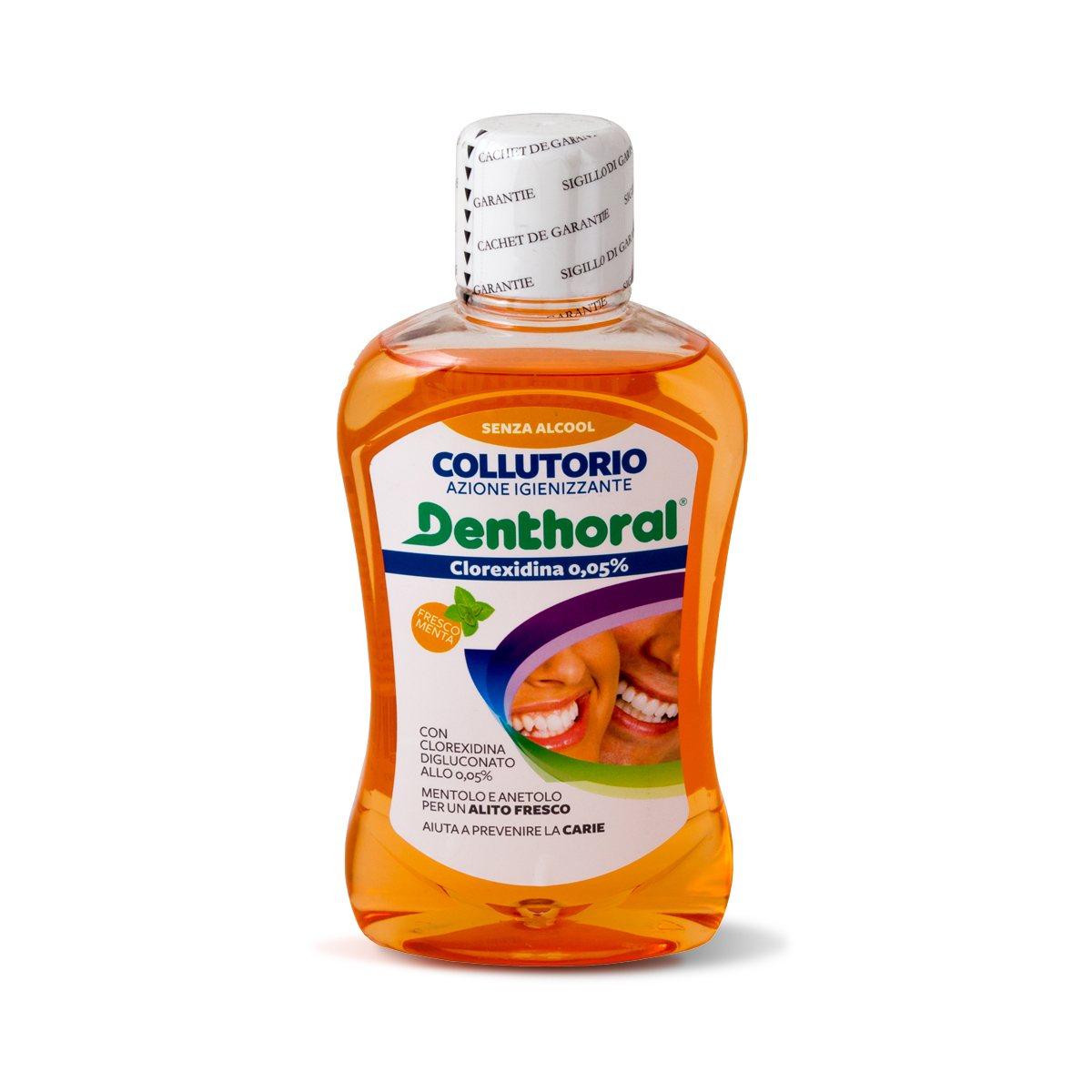 Denthoral Collutorio Clorexidina 0.05% Alito Fresco Senza Alcool 500ml , azione Antiplacca e Igienizzante