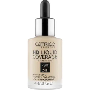 Catrice Fondotinta HD Liquid Coverage Foundation 010 Light Beige - Lunga Tenuta 24H, Effetto Seconda Pelle