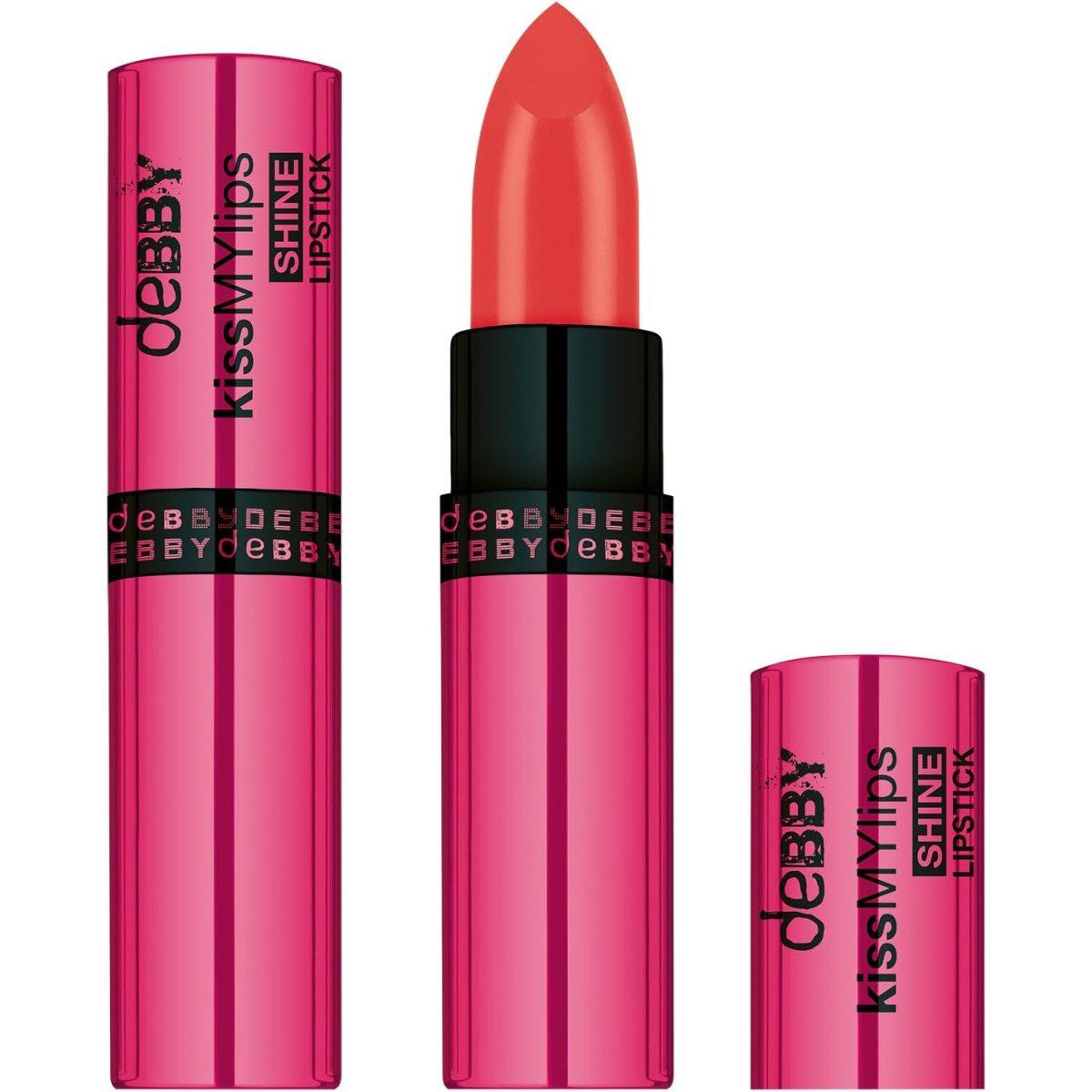 Debby Kiss My Lips Shine 06 Coral Red - Rossetto Corallo Effetto Bagnato