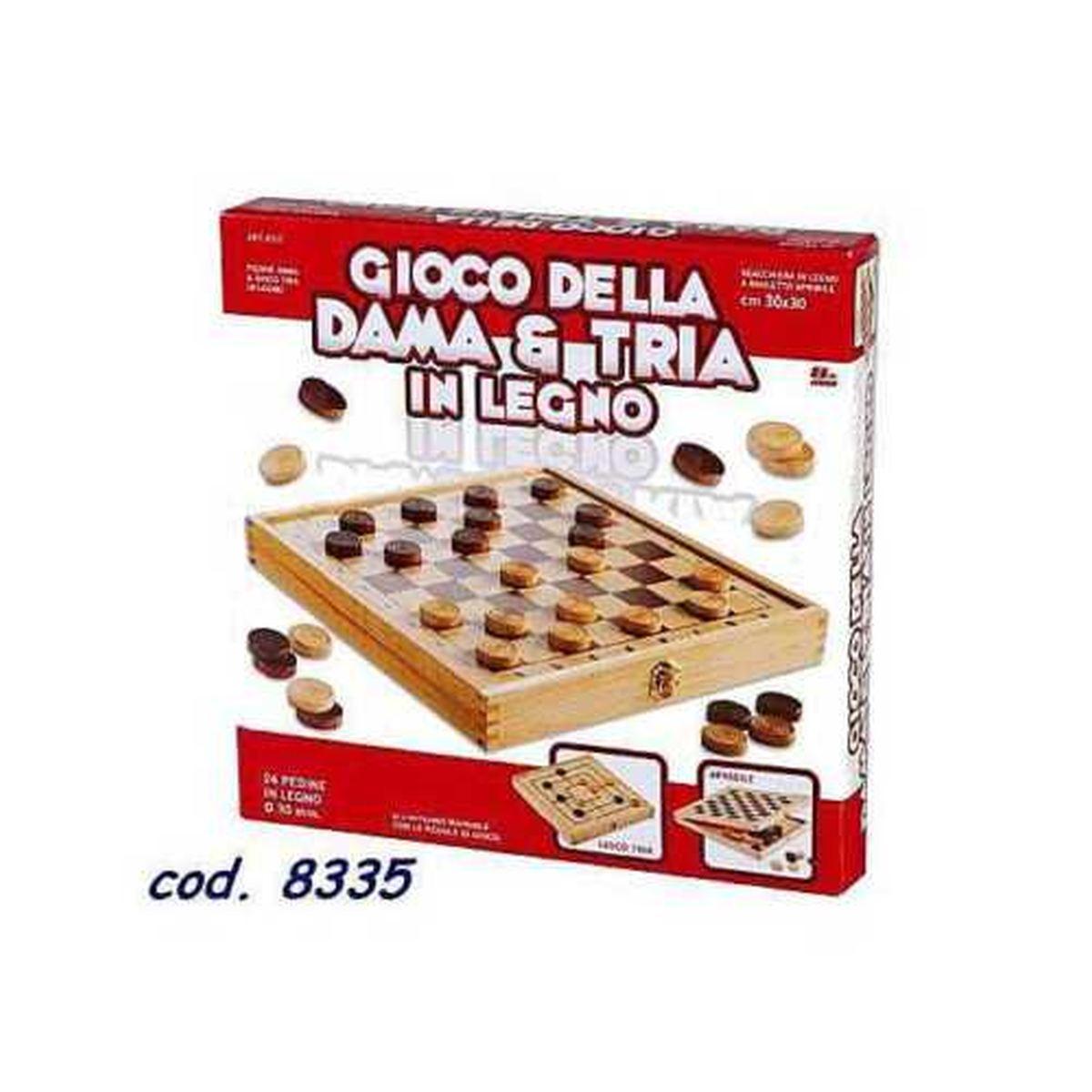 Gioco Dama e Tria 2in1 in Legno Ronchi Scacchiera da Tavolo Famiglia Bambini