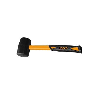 INGCO Martello in Gomma 220g - Testa Nera con Manico in Vetroresina HRUH8208