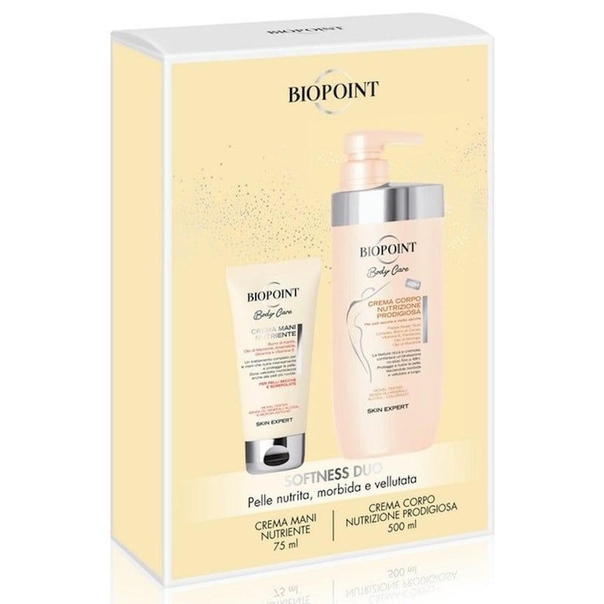 Cofanetto Biopoint Softness Duo: Crema Corpo 500ml e Crema Mani 75ml per un Nutrimento