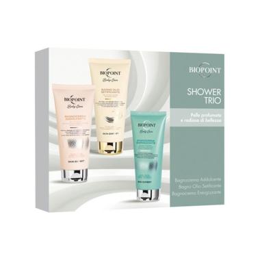 Cofanetto Biopoint Shower Trio: Set 3 Bagnodoccia Addolcente, Setificante ed Energizzante (3x200ml).