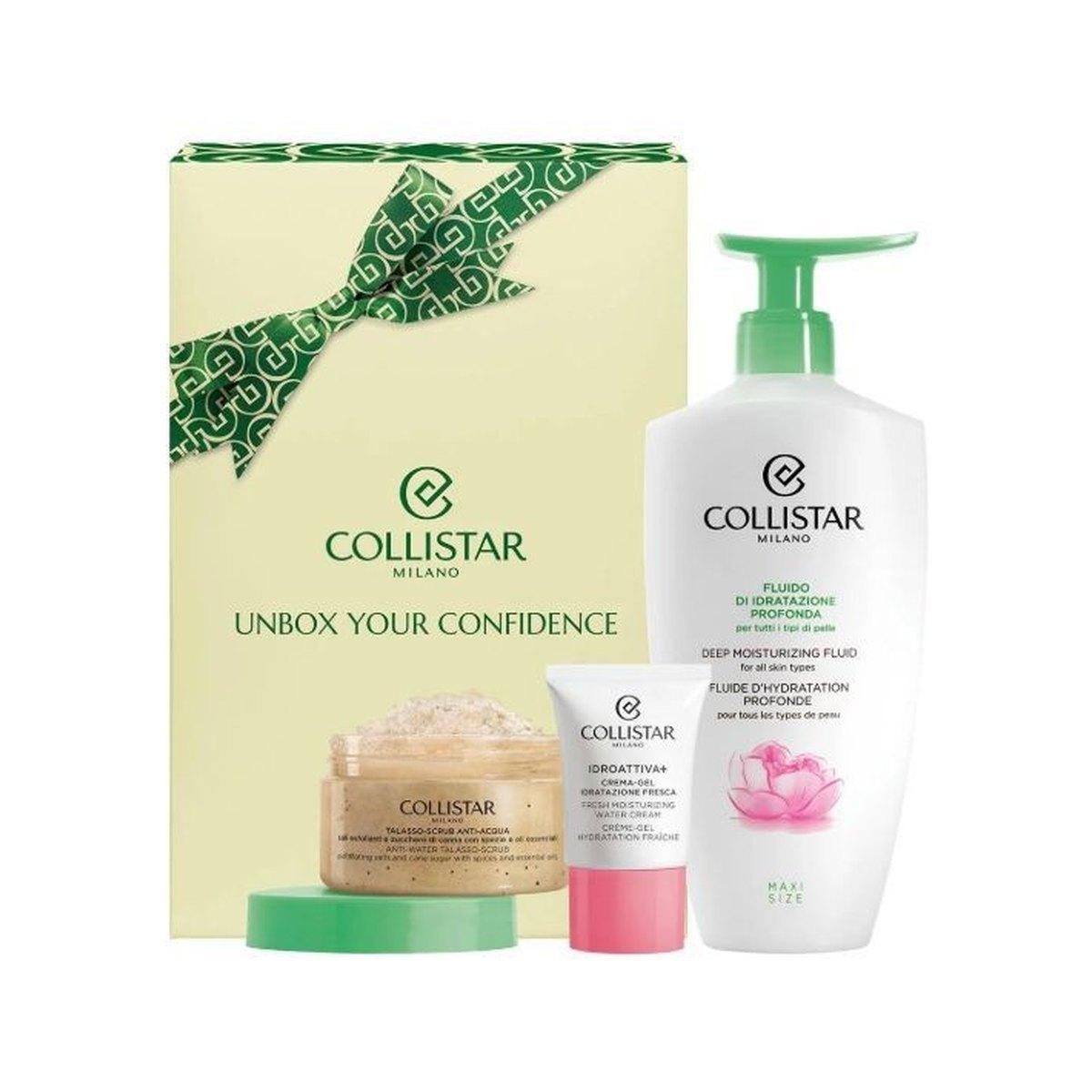Cofanetto Collistar Idratazione Profonda: Fluido Corpo, Talasso-Scrub e Crema Viso. <br />