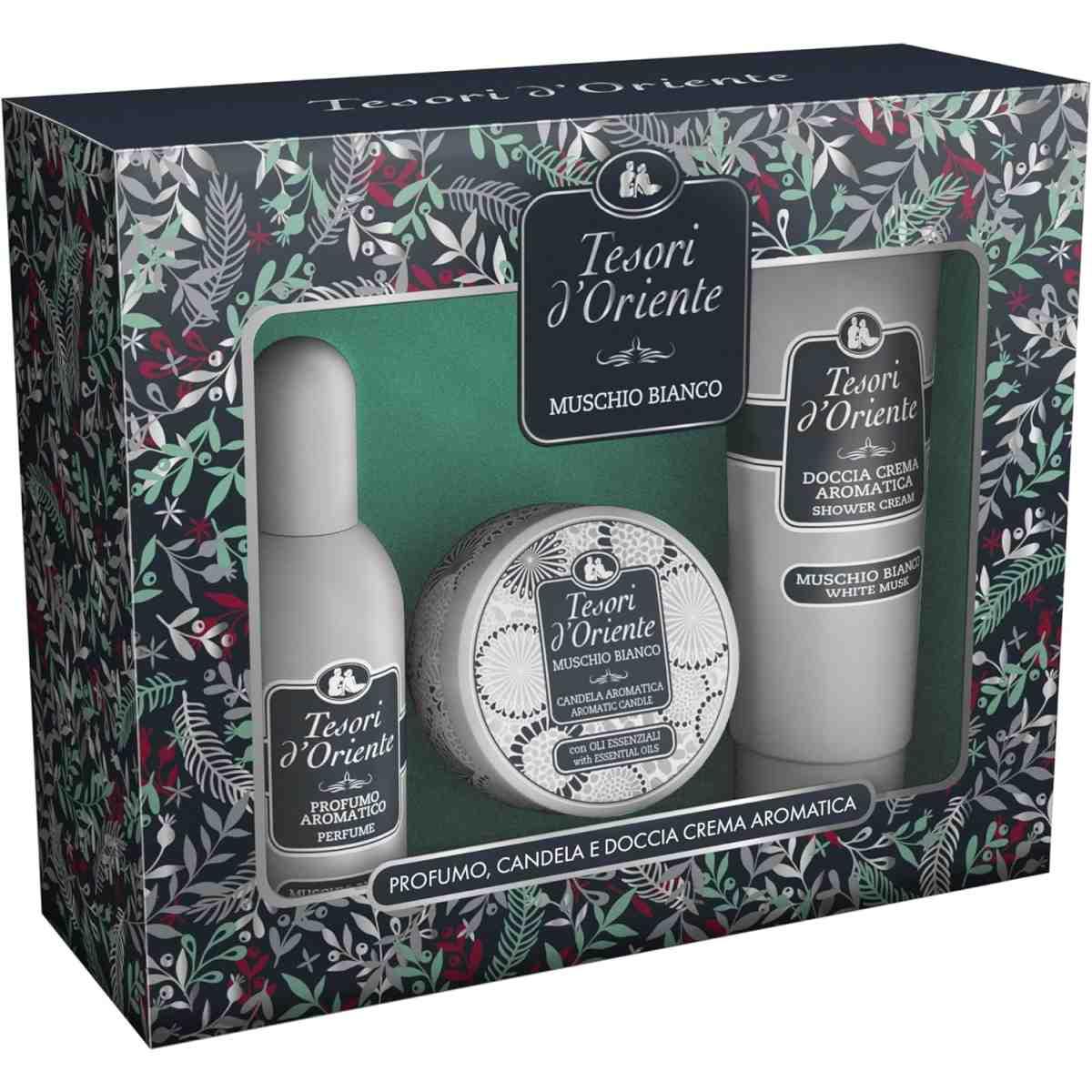 Tesori d'Oriente Muschio Bianco Cofanetto Regalo Donna. Profumo + Doccia crema + Candela aromatica<br />