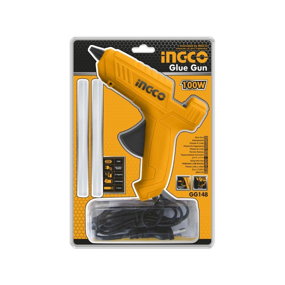 Pistola per Colla a Caldo Ingco 100W con Stick Inclusi per Bricolage