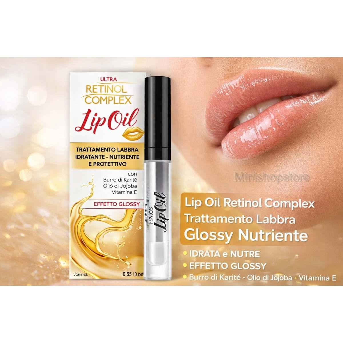 Lip Oil Retinol Complex 10ml Trattamento Labbra Glossy Nutriente